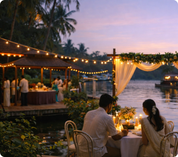 Intimate celebration by the backwaters